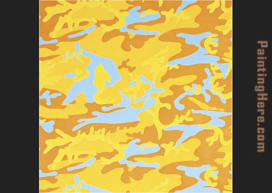 Camouflage orange yellow blue painting - Andy Warhol Camouflage orange yellow blue art painting